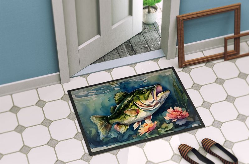 Largemouth Bass Doormat Front Door Mat Indoor Outdoor Rugs For Entryway, Non Slip Washable Low Pile, 24H X 36W_voghion.com