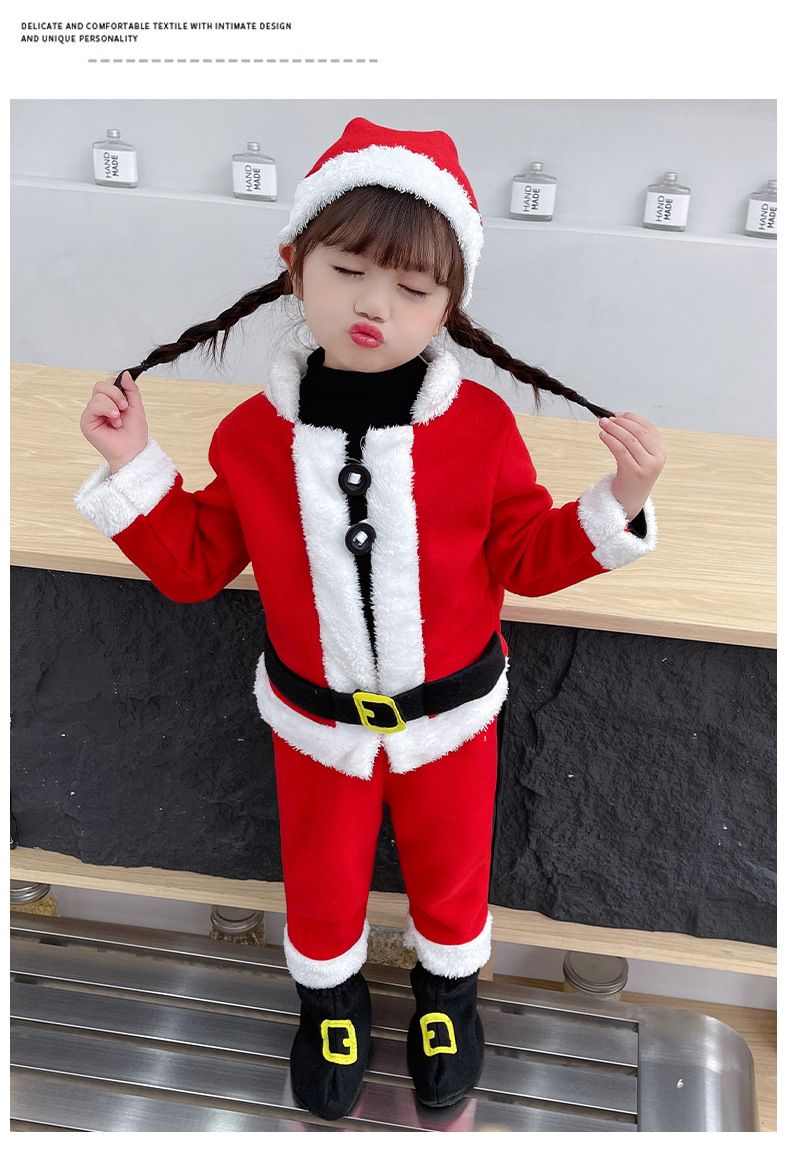 Ensemble de costumes de Noël adorables pour maman et enfants - Tenue de Père Noël pour garçons et filles, tenue de spectacle rouge festive, robe pour séance photo bébé (80-150 cm)_voghion.com