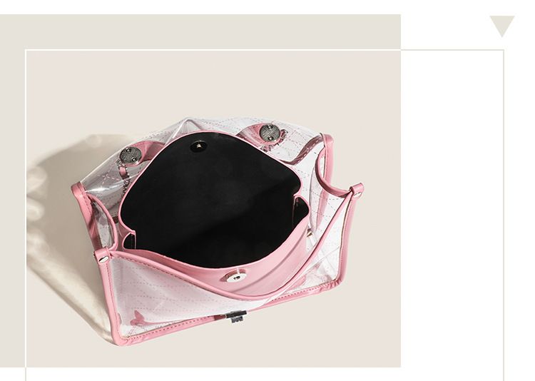 Zaino da scuola di alta qualità, stile casual, da pendolare, per la primavera e l'estate 2025, coreano, con texture trapuntata trasparente, da donna_voghion.com