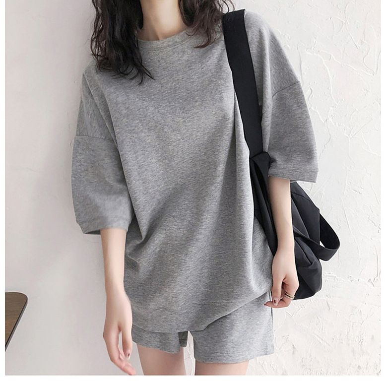 Damen-Sportanzug 2025, neues Mode-Set, kurzärmeliges T-Shirt, lässig, zweiteilig, hohe Taille, Shorts in Übergröße_voghion.com