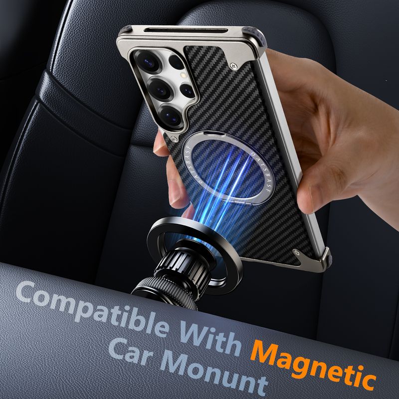 Custodia Eary per Samsung Galaxy S25 Ultra in fibra di carbonio adatta a cover di livello militare, supporta la ricarica wireless con supporto_voghion.com