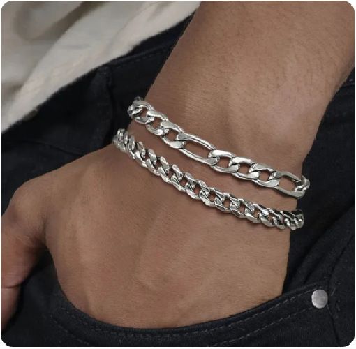 Bransoleta ze stali tytanowej unisex, łańcuszek ze stali nierdzewnej, bransoletka dla par_voghion.com