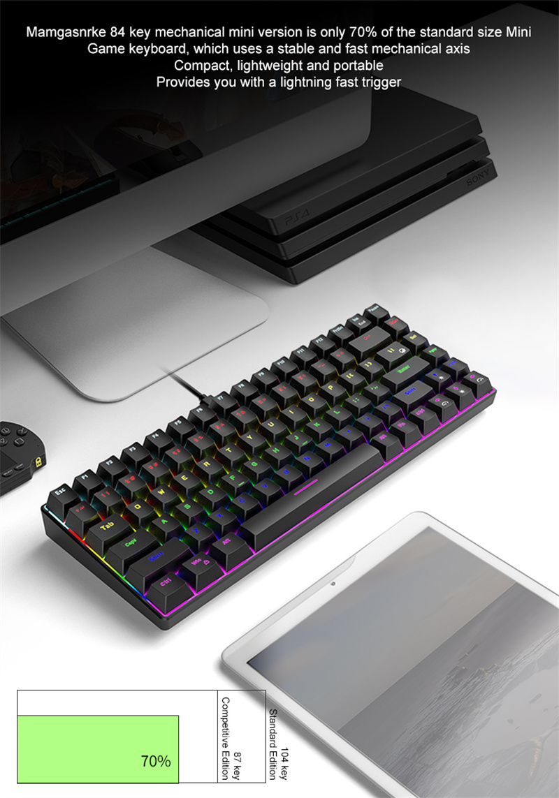 kan byttes K Hot Wired Mekanisk tastatur Magisk Farge Bakgrunnslys nøkkel Spill Office Keyboard Passer for eyboard eyboard_voghion.com