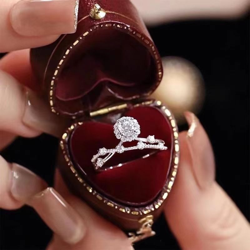 Strahlender Stern für Frauen, Moissanit, Nischendesign, modischer, verstellbarer Ring_voghion.com