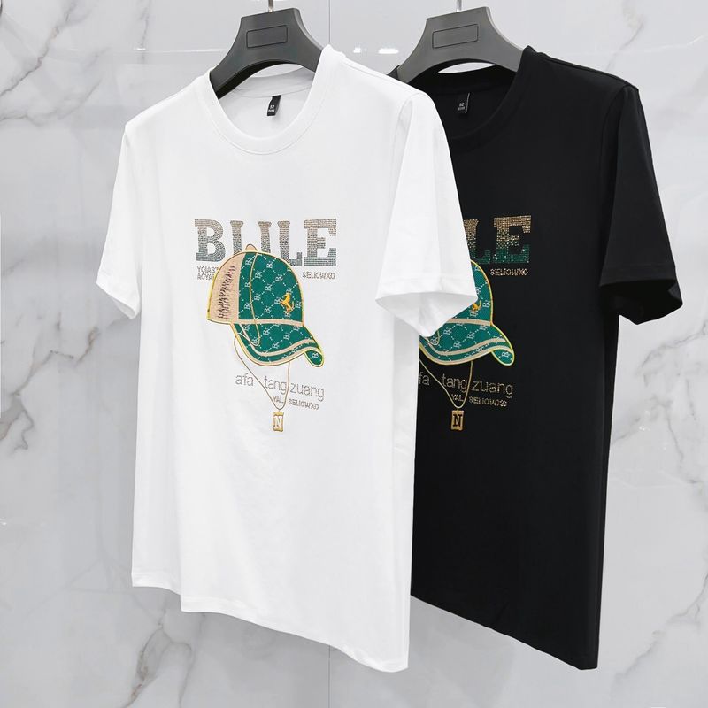 T-shirt à manches courtes et col rond pour homme, modèle de chapeau, tendance européenne, été 2023_voghion.com