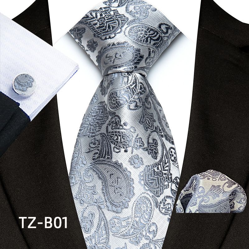 Set de costum de nuntă bărbătesc cu model paisley, cravată și batistă de buzunar, cu manșete_voghion.com