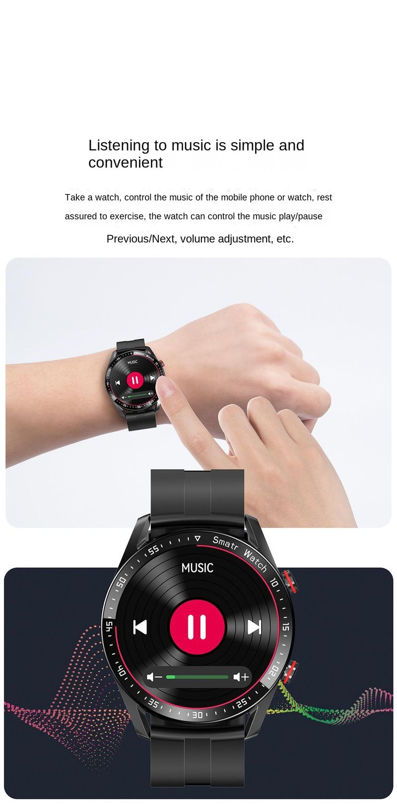 Smart Communication Wristband, 7-Day Long Battery Life, Waterproof, Heart Rate and Blood Pressure Monitoring, Compatible with iOS/Android_voghion.com