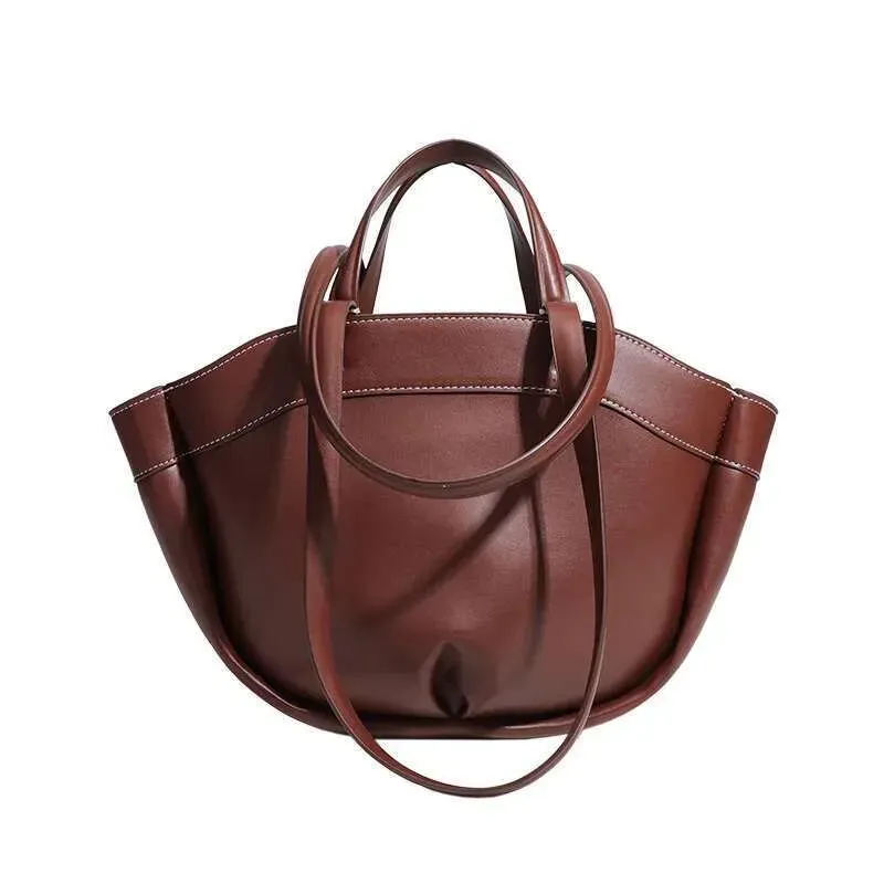 Borsa da lavoro alla moda e di grande capacità, borsa della spesa monospalla marrone del 2025 firmata, nuova._voghion.com