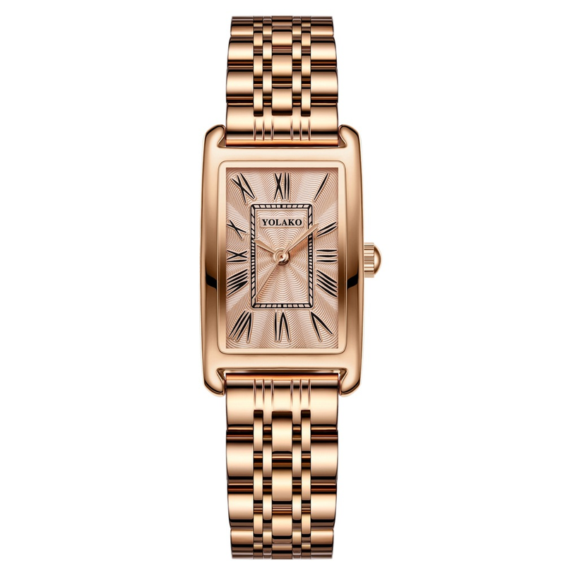 Mados tiesioginės transliacijos išpardavimas, plieninis dirželis, romėniško masto madingas laikrodis, kvadratinis moteriškas kvarcinis laikrodis_voghion.com