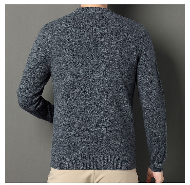 Dikke wollen gebreide trui voor heren - warme ronde hals trui voor herfst en winter, klassieke casual stijl, zacht en ademend (meerdere kleuren en maten)_voghion.com