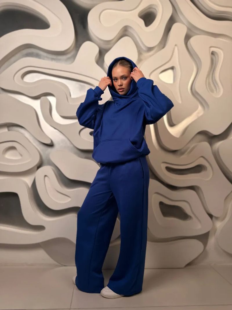 Ensemble sweat à capuche et pantalon large pour femme - Tenue streetwear tendance deux pièces (gris argenté, bordeaux, noir, bleu, caramel)_voghion.com