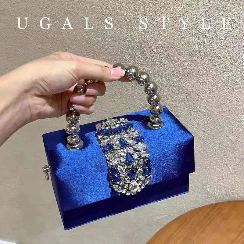 Borsa a mano da donna in raso, con cristalli quadrati e brillanti, con strass, da sera, per matrimonio, festa, pochette, borsa a tracolla_voghion.com