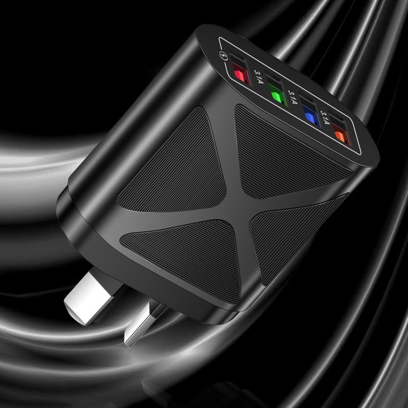 Încărcător de telefon mobil pentru festivaluri de muzică 4USB3.1A, cap de încărcare multi-port, standard britanic, australian, coreean, indian_voghion.com