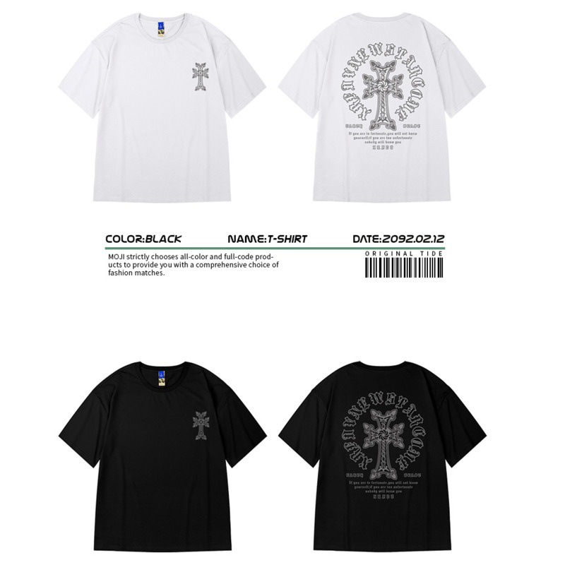 Men's Clothing Short-sleeved t-shirt printed men's round neck t-shirt loose oversized versatile hip-hop men's casual top_voghion.com