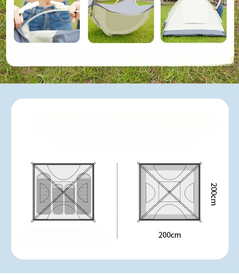 Tent 2-Person Thickened Equipment Portable Automatic Pop-Up 3-4 Person Camping Outdoor Rainproof Beach Sunshade_voghion.com