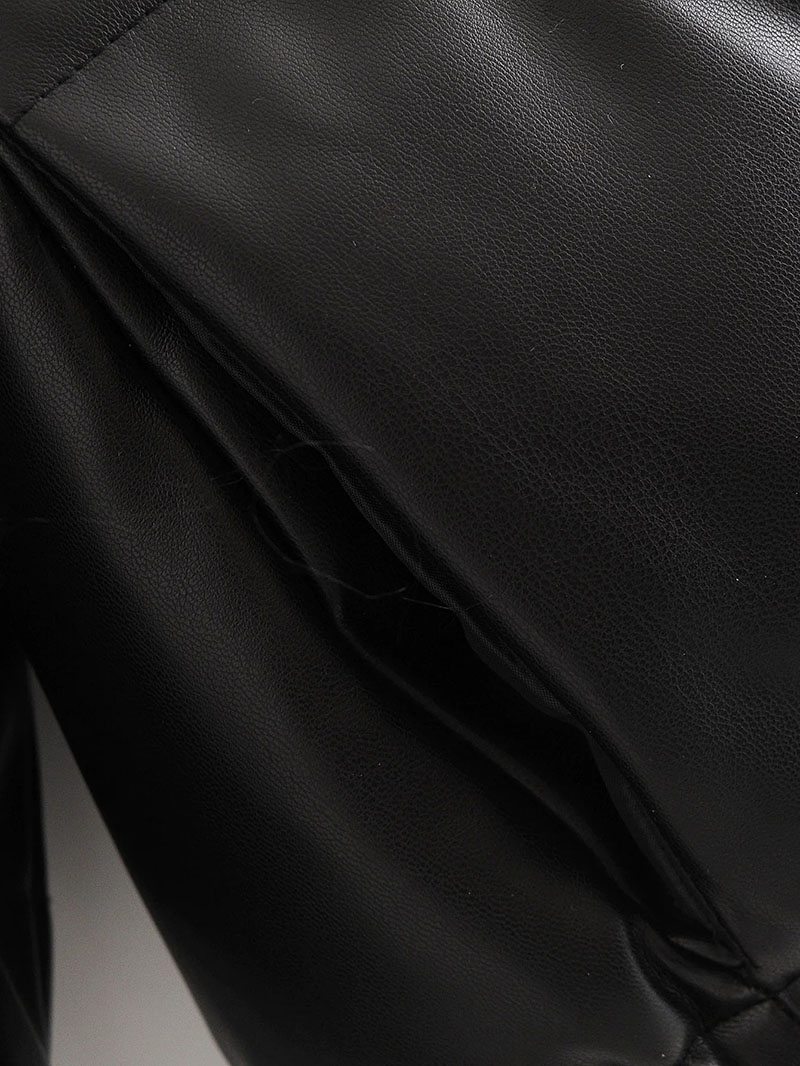 Zoki Vinter Tjocka Dam Korta Parkas Varma Mode PU Läderkappor Svart Bomull Vadderad Damjacka Elegant Dragkedja_voghion.com