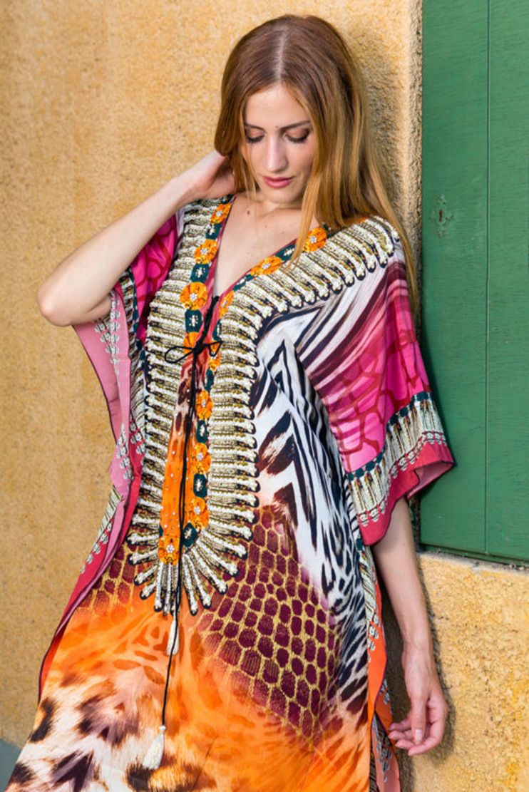 Langes Strandkleid mit Leopardenmuster für Damen – leichte Bademode mit Sonnenschutz für Urlaub, Pool und Sommerausflüge_voghion.com