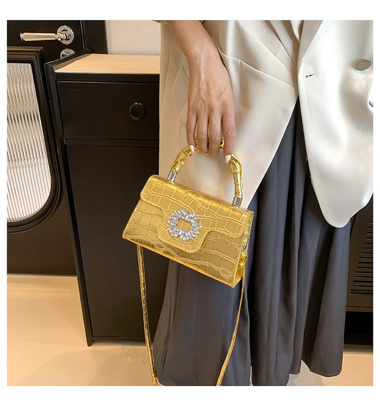 Damentaschen Einfache Steinmuster Diamant Kleine Quadratische Tasche Edelstein Handtasche Damen Stilvolle Schulter Messenger Bag_voghion.com