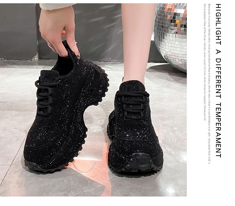 Modische Damen-Sneaker mit Strasssteinen – klobige Plateauschuhe für mehr Körpergröße, atmungsaktives Obermaterial aus PU, lässige und trendige Low-Top-Schnürschuhe_voghion.com
