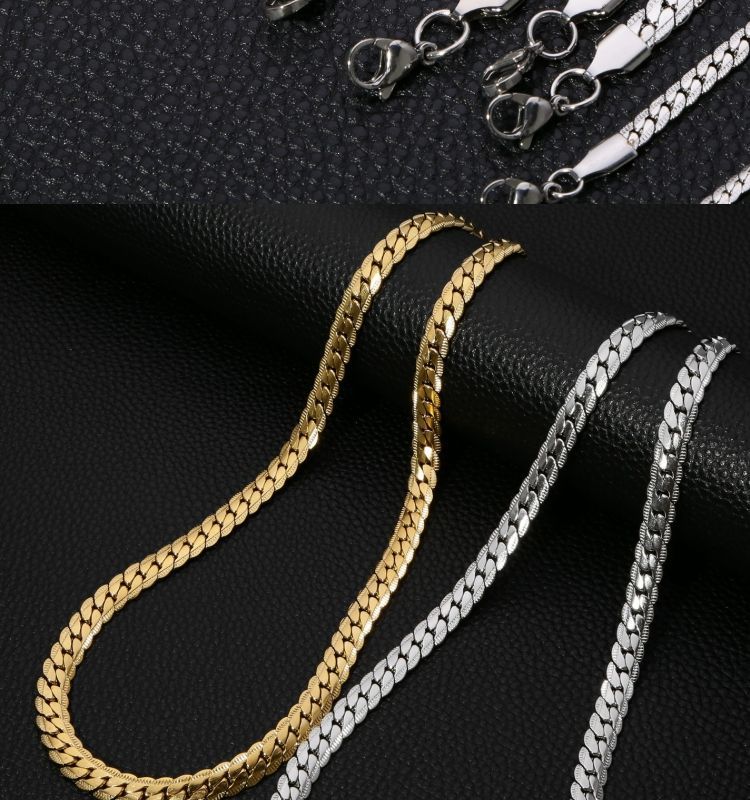 Collier NK en relief, chaîne cubaine, acier non brodé, style tendance pour hommes et femmes._voghion.com