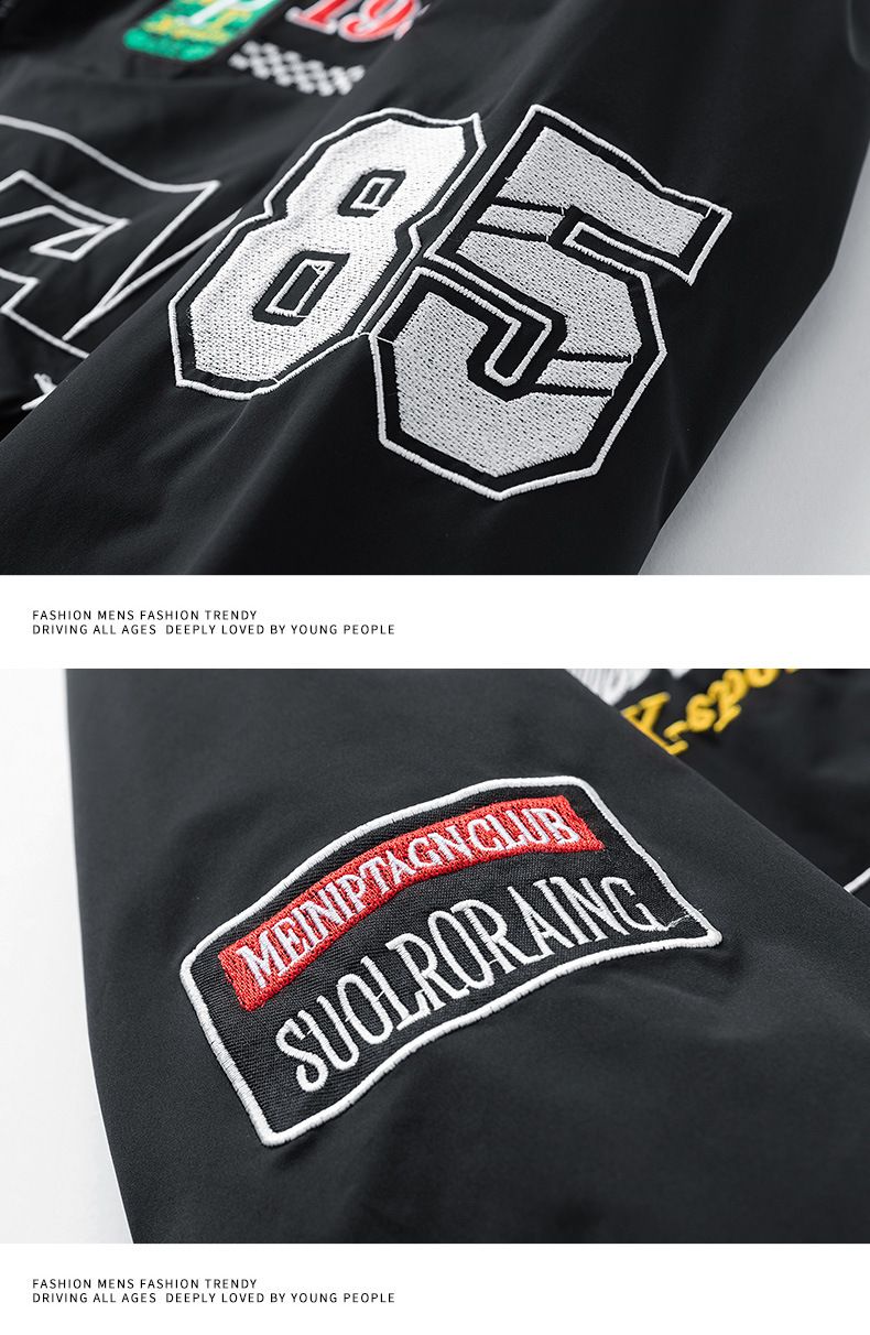 Nuova giacca da motociclista casual, versatile e alla moda, da uomo, con ricamo, per la primavera e l'autunno_voghion.com