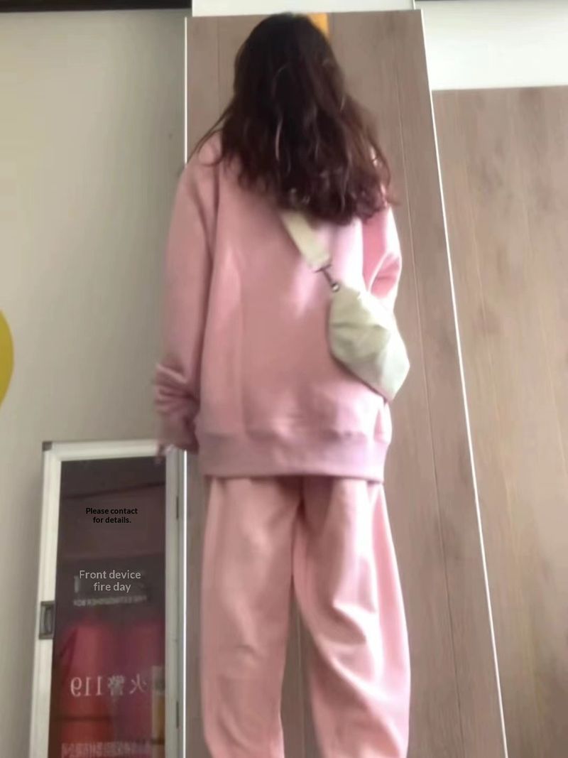 001 Internet Celebrity OOTD Abbigliamento sportivo per donna, nuovo stile primaverile e autunnale, felpa ampia e comoda, gamba larga alla moda_voghion.com