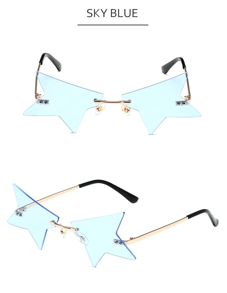 Occhiali da sole a mezza stella - Design creativo senza montatura e poligonale (stile danza e oceano da donna)_voghion.com