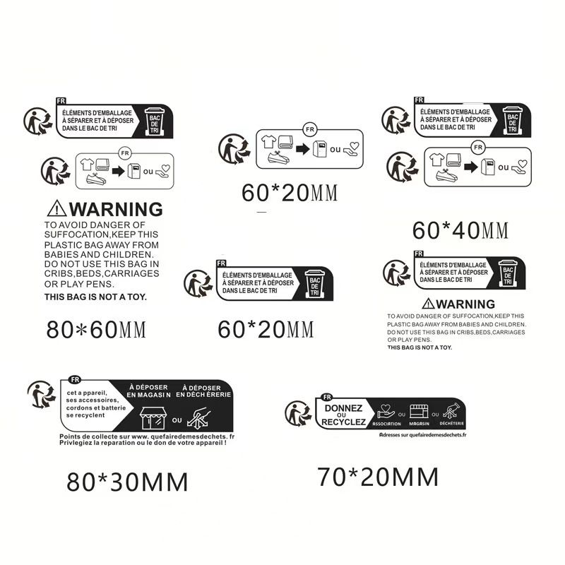 1000/2000 PCS Self-Adhesive Warning Labels - 70x20mm Eco-Friendly Packaging Stickers For Child Safety, Choking Hazard, Multilingual Compliance_voghion.com