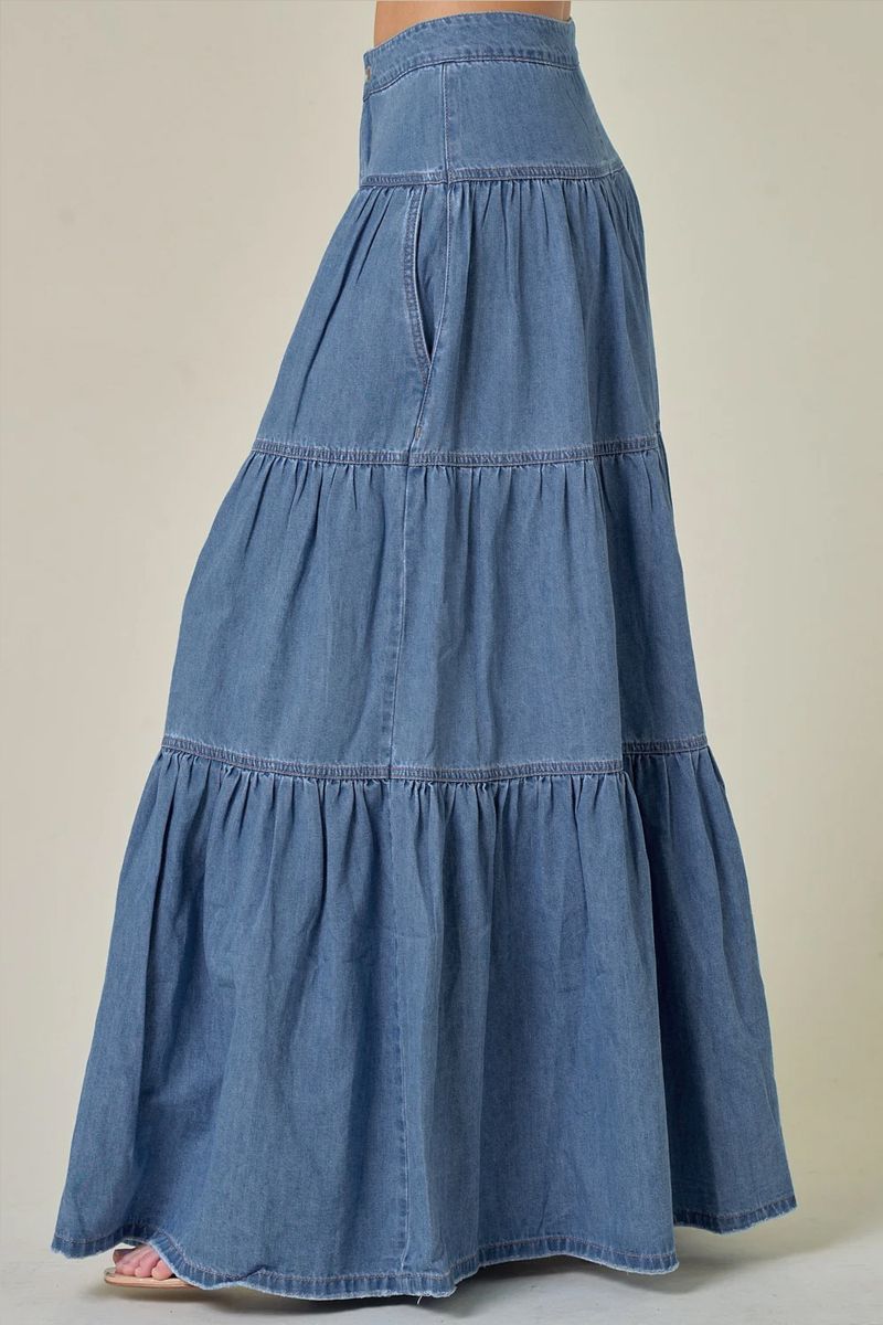 Vintage Low-Rise Denim Skirt For Women - Distressed High Waist Streetwear Mini Skirt With Ruffled Hem, Summer Casual Aesthetic, Blue Washed_voghion.com