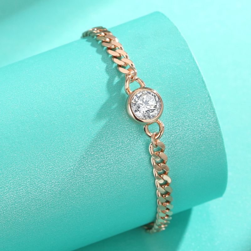 Bransoletka S Sier Moissanite Classic Single Bubble 50 punktów 1 karatowa prosta modna z różowego złota_voghion.com