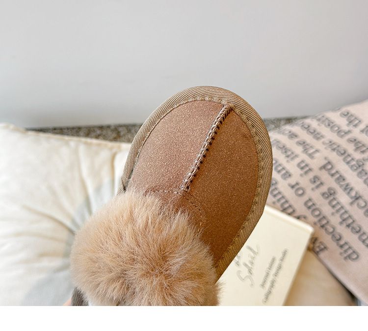 Pelzgefütterte 2024 Herbst-Winter-Neuheiten, verdickte, warme Baumwoll-Hausschuhe mit geschlossener Zehenpartie, zum Hineinschlüpfen, mit Fleece gefütterte Schneestiefel_voghion.com