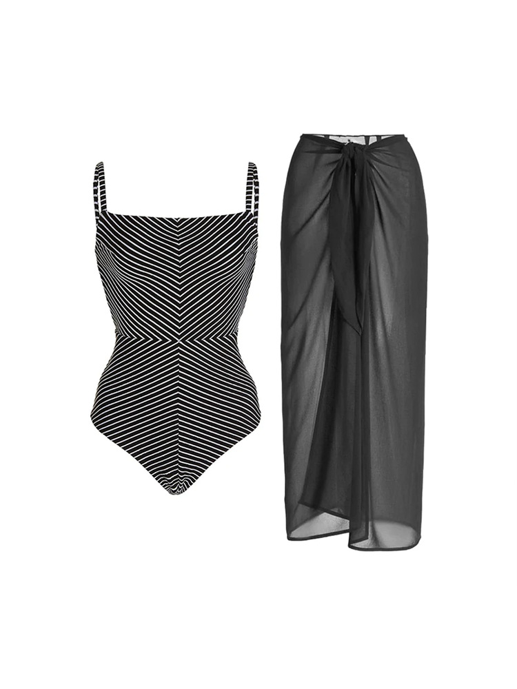 Dameskleding conservatief buikbedekkend afslankend badpak eendelig bikini vrouwelijk conservatief strand warmwaterbron badpak driedelige set_voghion.com