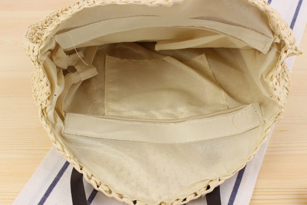 Borsa da spiaggia in stile pastorale con tracolla singola in paglia da donna_voghion.com