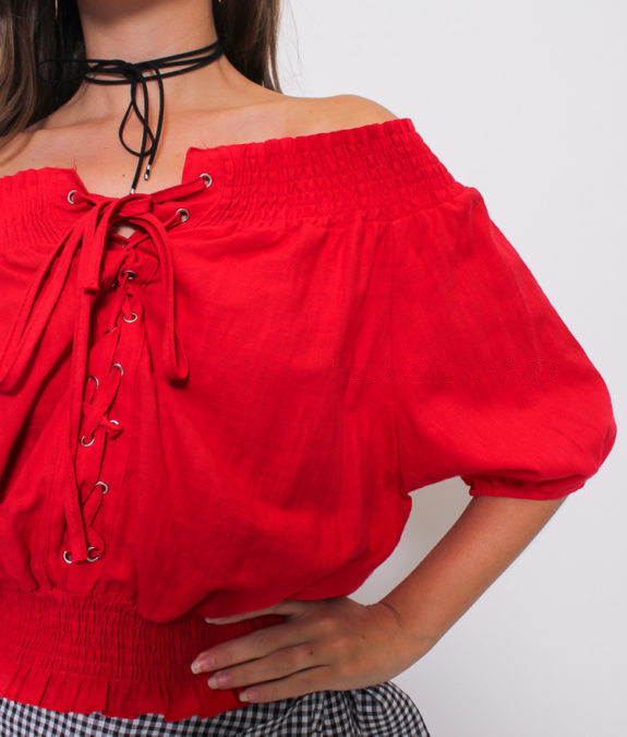 Maglietta allacciata a maniche lunghe, ampia, tinta unita, alla moda da donna, con spalle scoperte_voghion.com