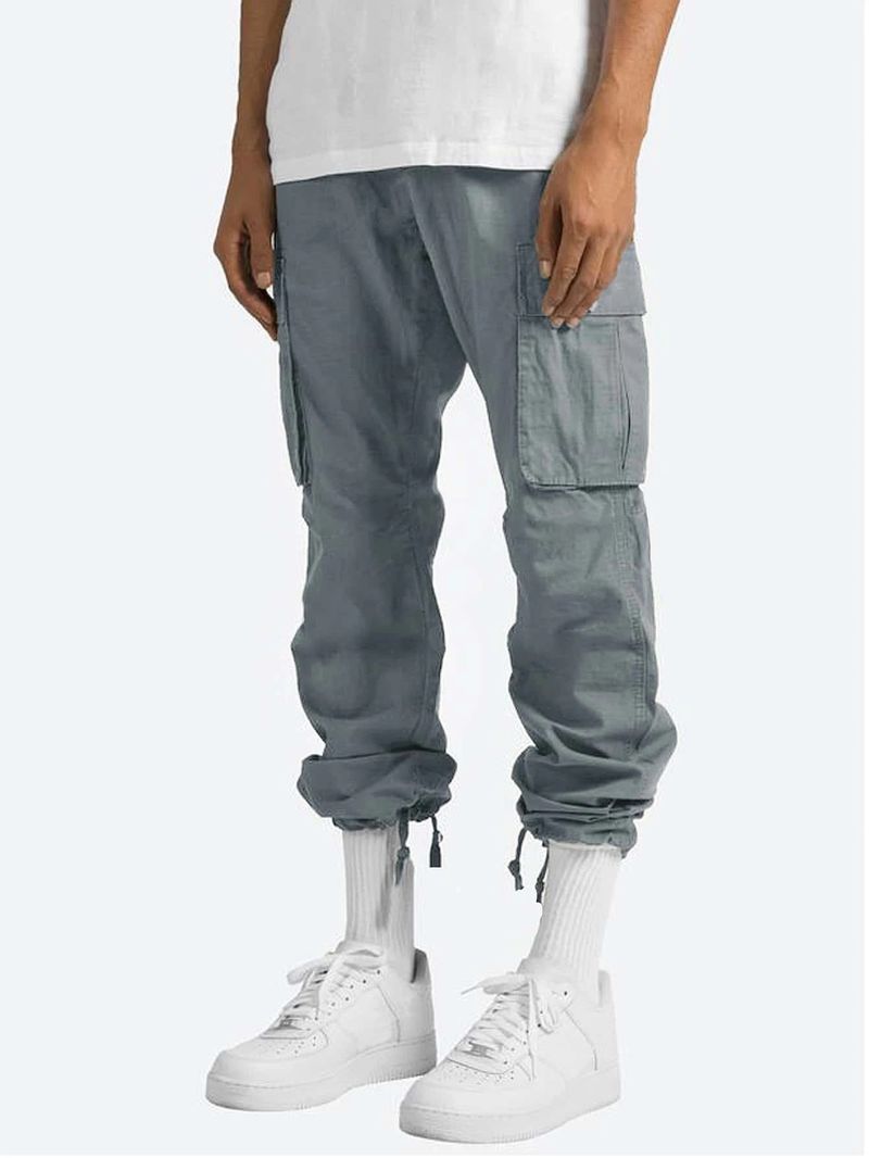 2024 Sommer Neue Herren Arbeitskleidung Kordelzug Multi Pocket Freizeithose_voghion.com