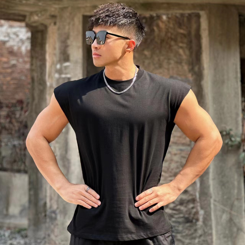 Muscle Summer New Brother Sport da uomo per il tempo libero in palestra Esercizio da corsa Canotta in pelliccia spessa di cotone allentato Sweetheart_voghion.com