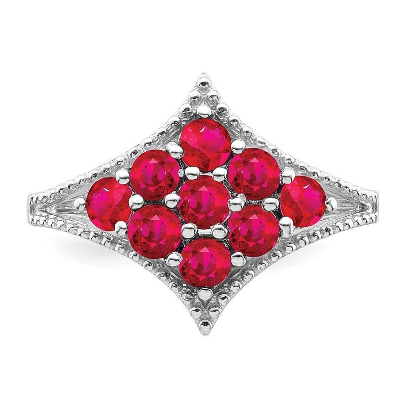 Sterling Silver Rhodium-plated Created Ruby Ring_voghion.com