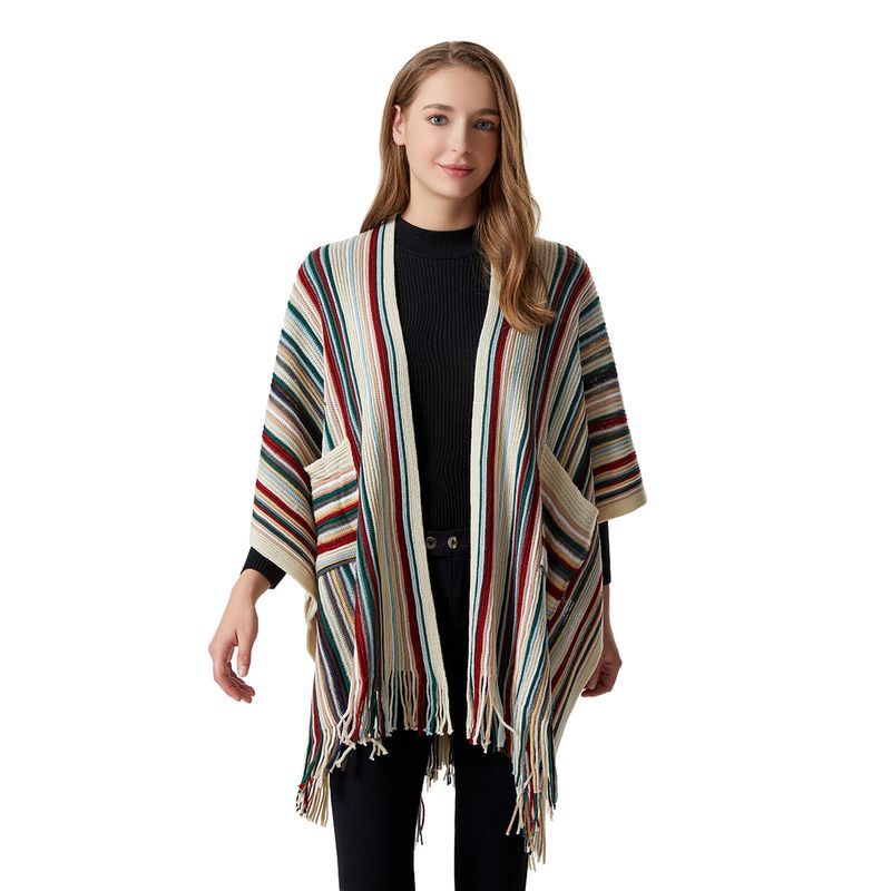 Korean version of cape, women's autumn and winter pockets, thickened medium length knitted sweater, student split warm_voghion.com