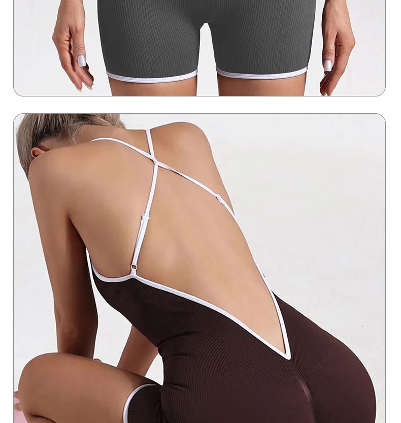 Shorts deportivos cruzados de estilo europeo y americano para mujer, ideales para fitness y fitness. Diseño ajustado que realza la espalda._voghion.com