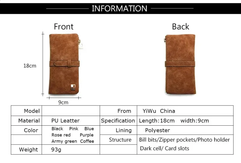 Langes Damen-Geldbeutel aus Nubukleder mit Reißverschluss, zweifach faltbar, in verschiedenen Farben erhältlich, 240826 -_voghion.com