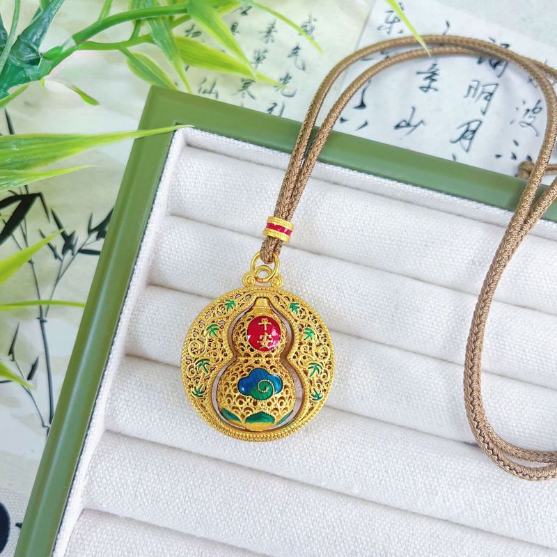 Collana con ciondolo girevole, doppia felicità, il tempo arriva in modo sicuro, fortuna e prosperità, zucca nazionale tridimensionale_voghion.com