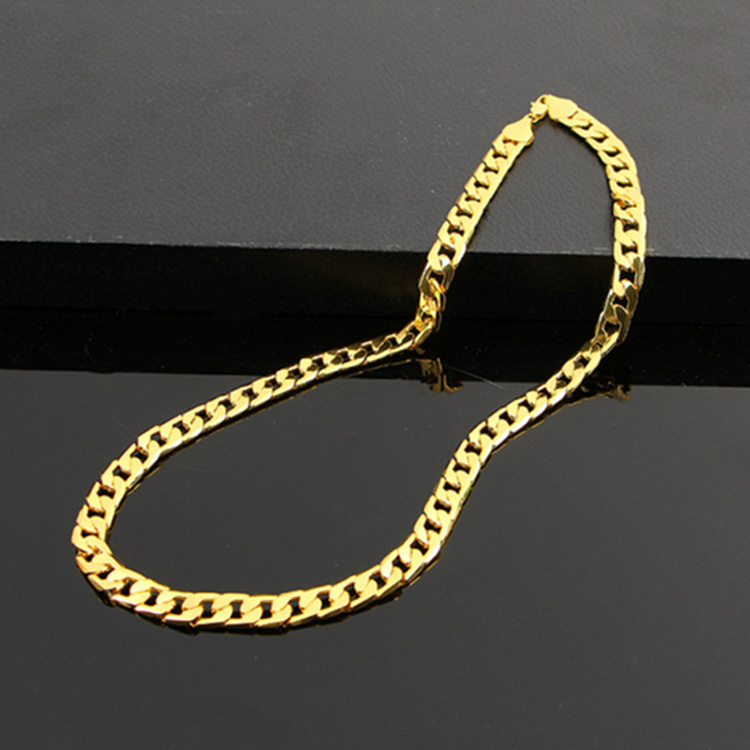 Heißverkaufter Silberschmuck, personalisierte NK-Halskette mit flacher Seite für Herren, 10 mm_voghion.com