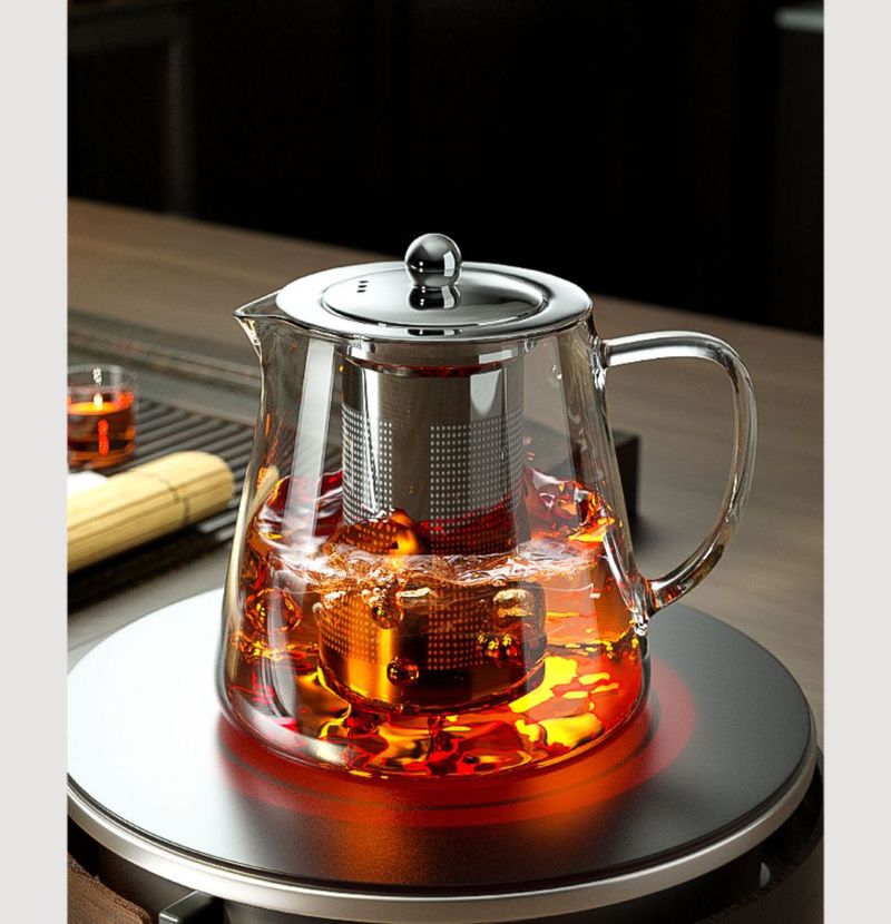 Heat Resistant Glass Teapot With Stainless Steel Tea Strainer Infuser Flower Kettle Kung Fu Teaware Set Puer Oolong Pot_voghion.com