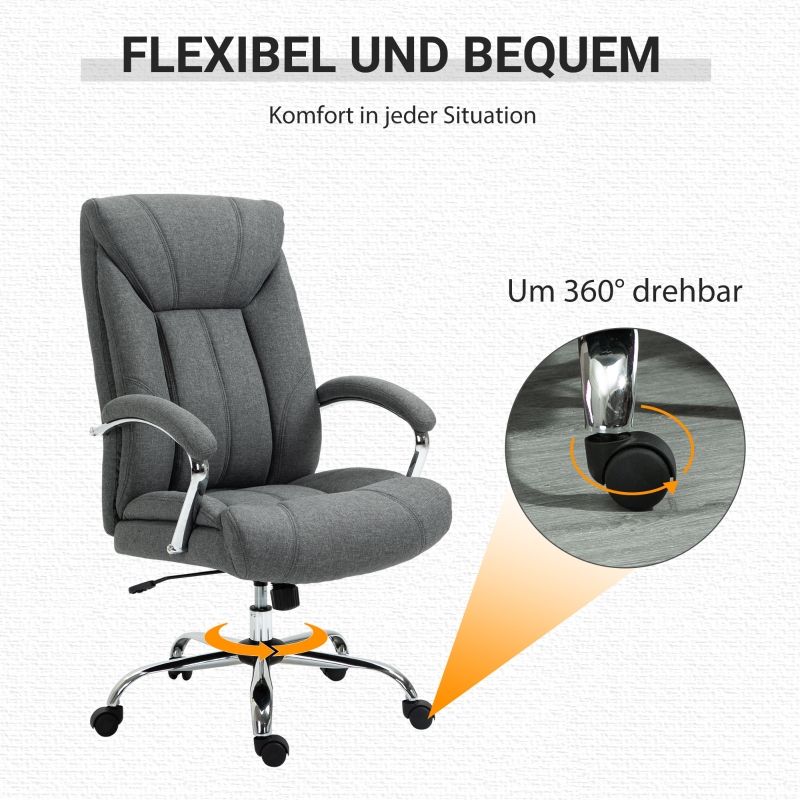 Bürostuhl Mit Wippfunktion, Gepolsterte Armlehne, Kopfstütze, Grau_voghion.com