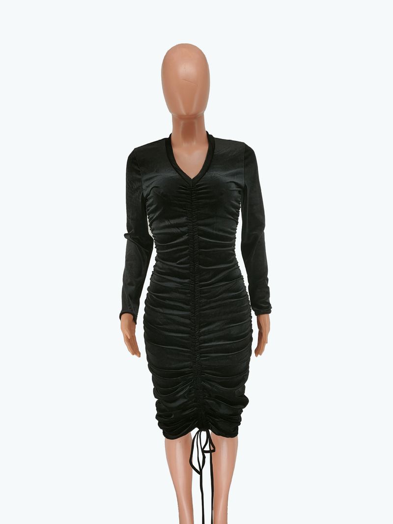 Robe pull sexy à manches longues pour femmes, couleur unie_voghion.com