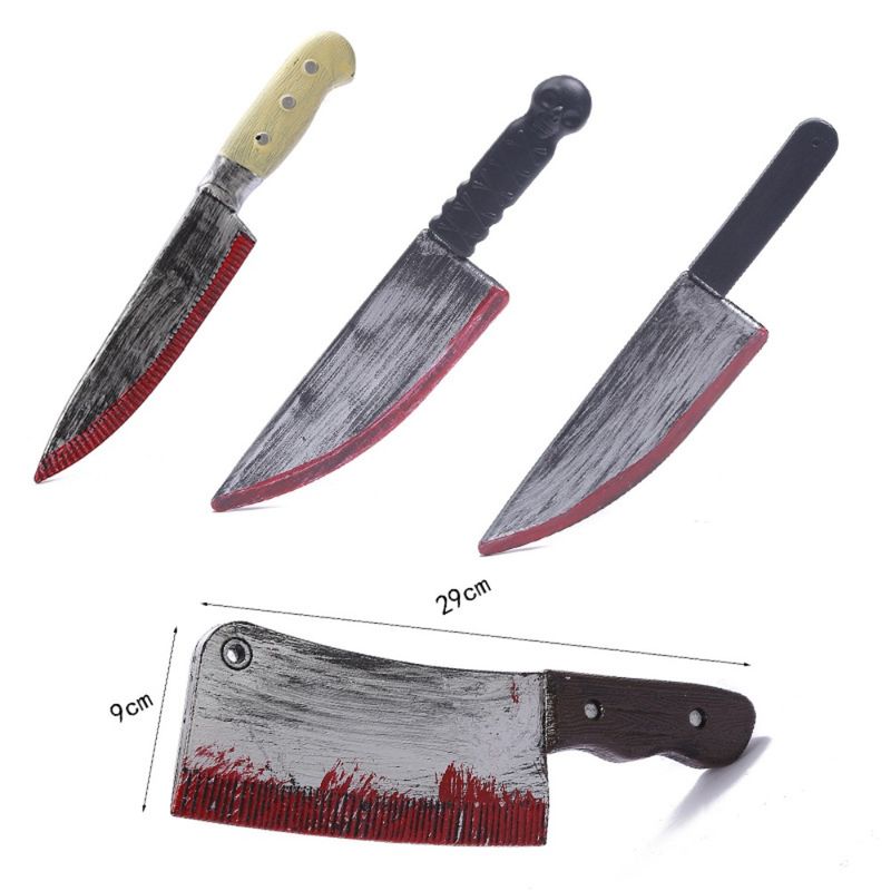 Halloween Prop, Bloody Sharp Knife, Blow Molded Fruit Knife, Plastic Toy Simulation, Blood Stained Kitchen Knife, Prank Dance Performance_voghion.com