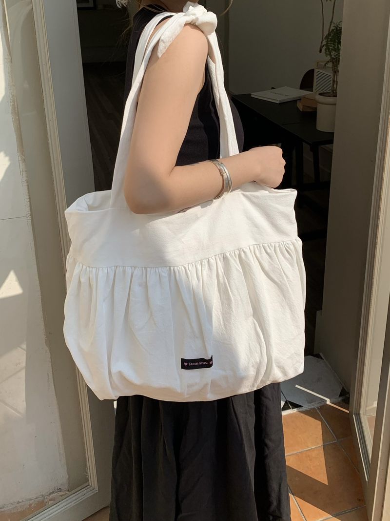 Bolso de mano de lona coreana con textura de gran capacidad y estilo dulce de la misma hermana vecina._voghion.com