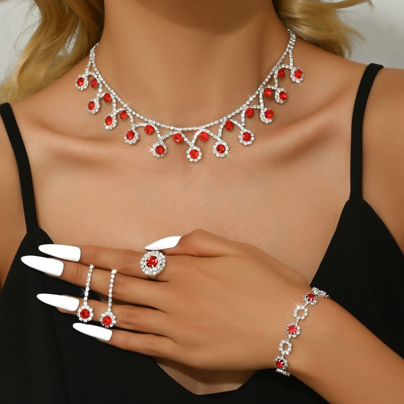 Collana orecchini bracciale collana semplice moda coreana set tre pezzi matrimonio gioielli sposa accessori abito da sposa_voghion.com