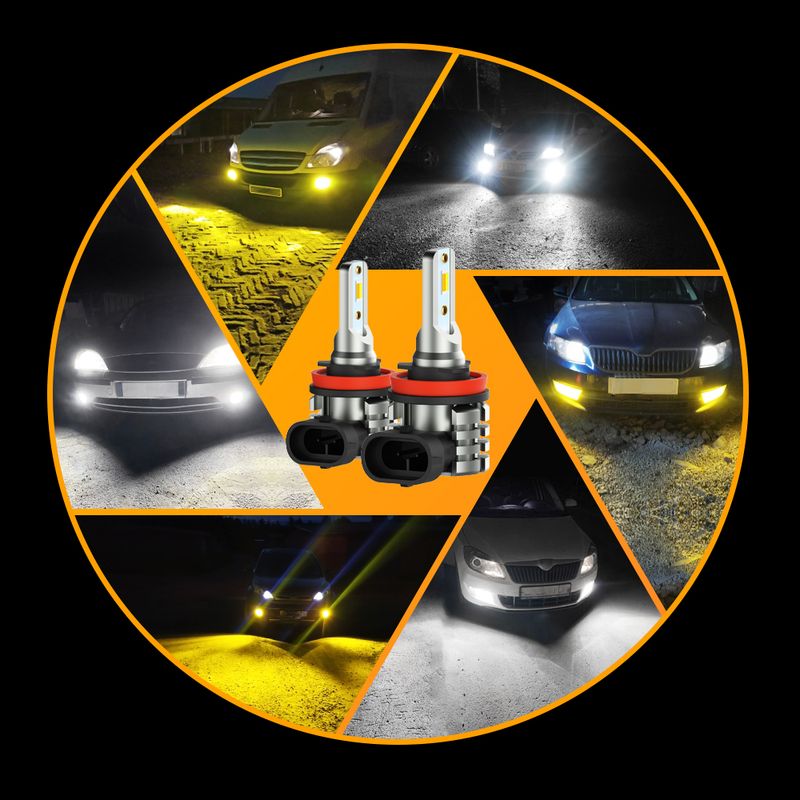 AUXITO 2 Adet H8 H11 Sis Lambası Çift Renkli Switchback 3000K Altın Sarısı 6000K Beyaz CSP Çip H9 H16JP LED Ampul Lambası_voghion.com