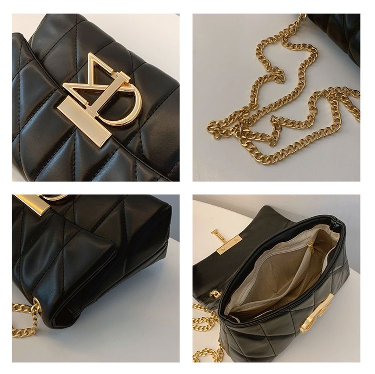 Geavanceerde textuur Diamond Grid Chain 2024 Nieuwe modieuze en stijlvolle veelzijdige dames schoudertas met magnetische gesp_voghion.com